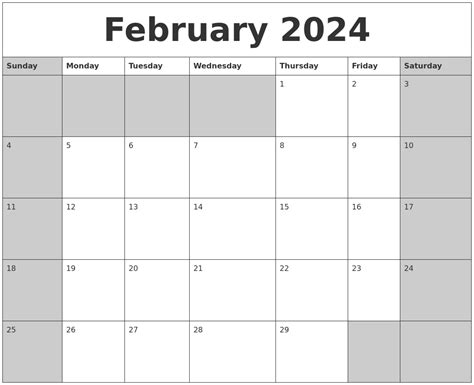 February 2024 Calanders 2024 Calendar Printable