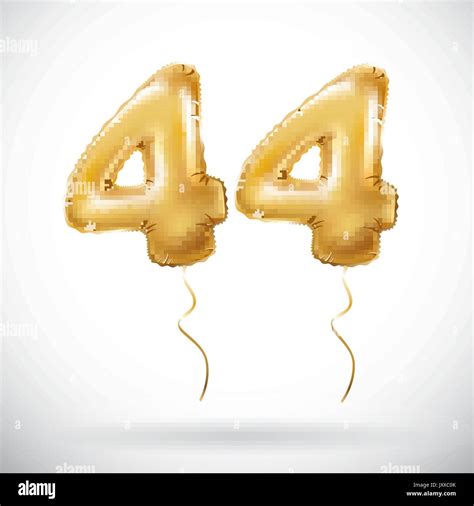 Vector Golden 44 Number Forty Four Metallic Balloon Party Decoration