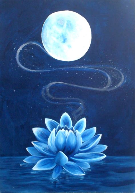 Full Moon Flower Lotus Flower Art Lotus Art Blue Lotus Flower