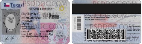 Usa Texas Driver License Front Back Sides New Psd Store