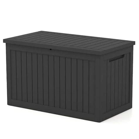 Patiowell 230 Gal Outdoor Storage Plastic Resin Deck Box In Black