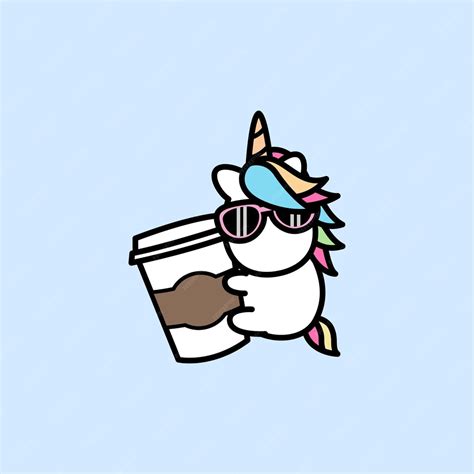Premium Vector Cute Unicorn Loves Coffee Cartoon