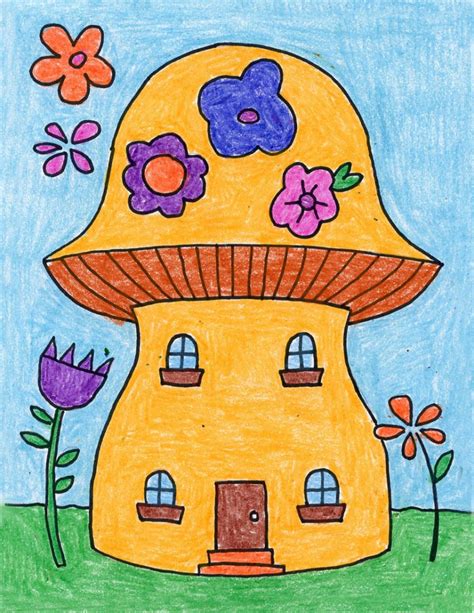 How To Draw A Mushroom House Draw A Fairy House · Art Projects For Kids
