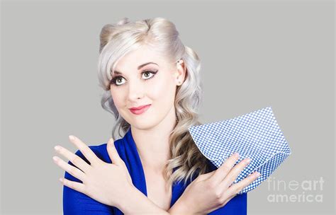 Adorable Female Pinup Cleaner Holding Dish Cloth Photograph By Jorgo