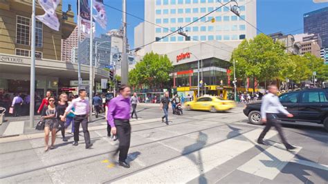 Melbourne Australia Feb 12 4k Timelapse Video Of People Crossing A