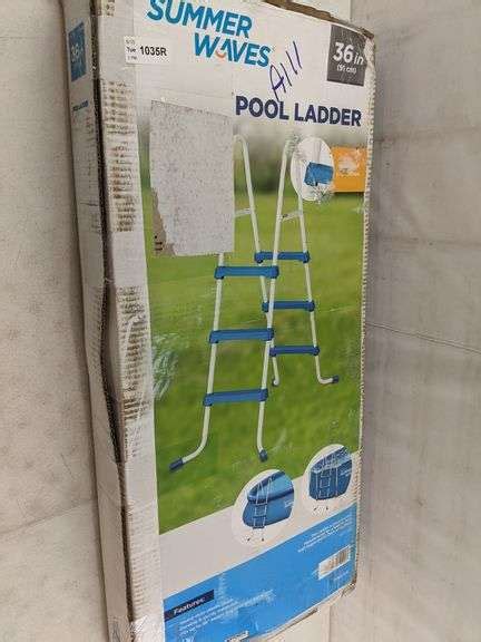 Summer Waves 36 Inch Surestep 3 Step Heavy Duty Steel Outdoor Above Ground Swimming Pool Ladder