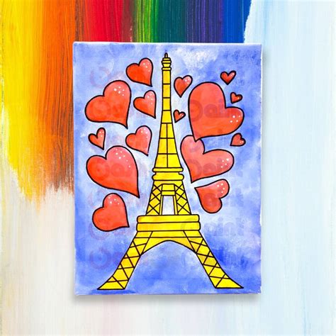 Paris Predrawn Canvas Outlined Sketch Diy Paint Sip Party Etsy