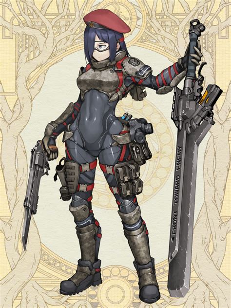 Hetza Hellshock Dairoku Ryouhei 1girl Arm Armor Armor Bayonet