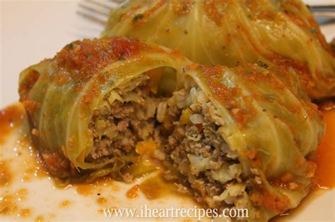 Stuffed Cabbage Rolls With Tomato Sauce I Heart Recipes