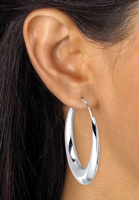 Sterling Silver Polished Hoop Earrings 47mm Roamans