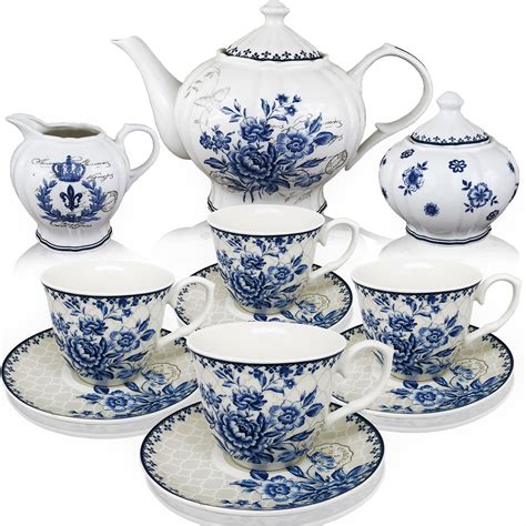 Btät Tea Set China Tea Set Tea Service Tea Cups 8oz Creamer And