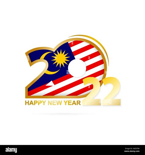 Year 2022 With Malaysia Flag Pattern Happy New Year Design Vector