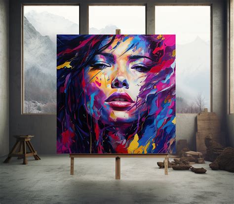 Abstract Face Painting Woman Face Art Canvas Wall Art Pop Art Modern
