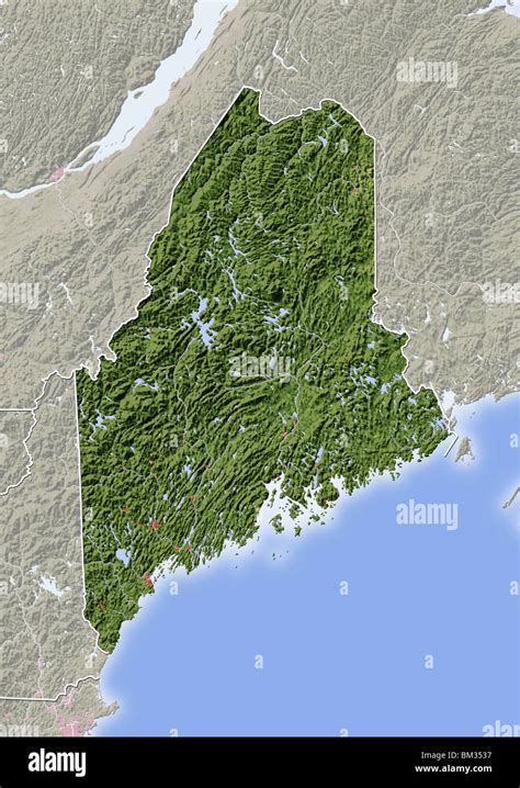 Maine Shaded Relief Map Stock Photo Alamy