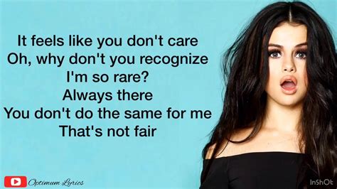 Selena Gomez Rare Lyrics Video Youtube