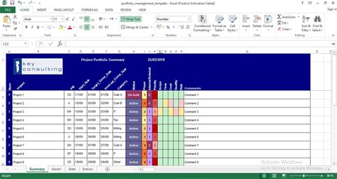 Project Portfolio Management Excel Template
