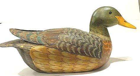 1987 Mallard Duck Vintage Wood Duck Decoy Signed By Eugene Qwnby