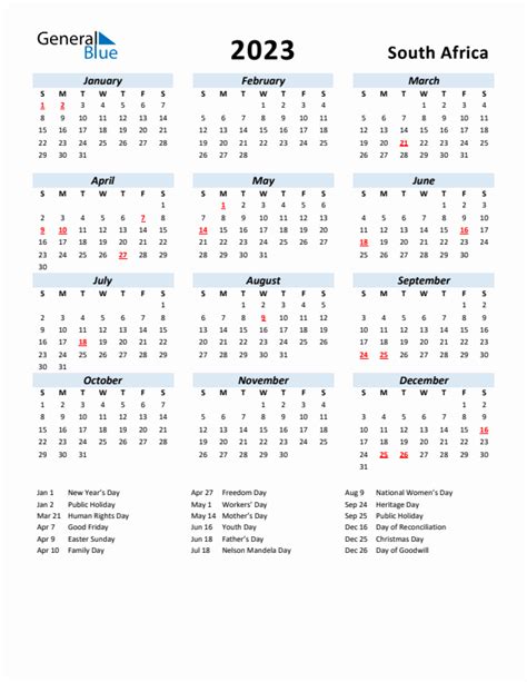 December 2023 January 2024 Calendar With Holidays South Africa Vida