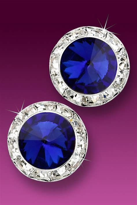 20mm Rhinestone Dance Earrings Dark Blue Pierced