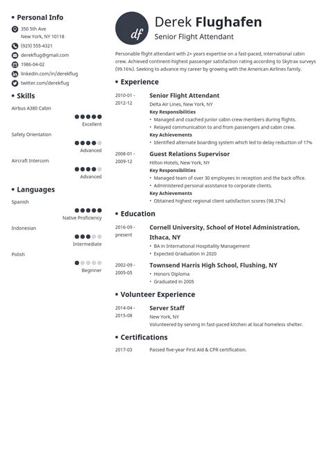 Flight Attendant Resume Sample Also With No Experience