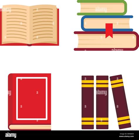 Library Books Icon Set Flat Set Of Library Books Vector Icons For Web