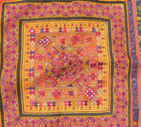 Excellent Old Indian Embroidered Textile From The Thar Desert Region In