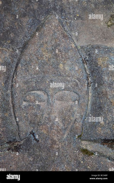 Detail Of Effigy On Tomb Slab Kildalton Church Islay Stock Photo Alamy