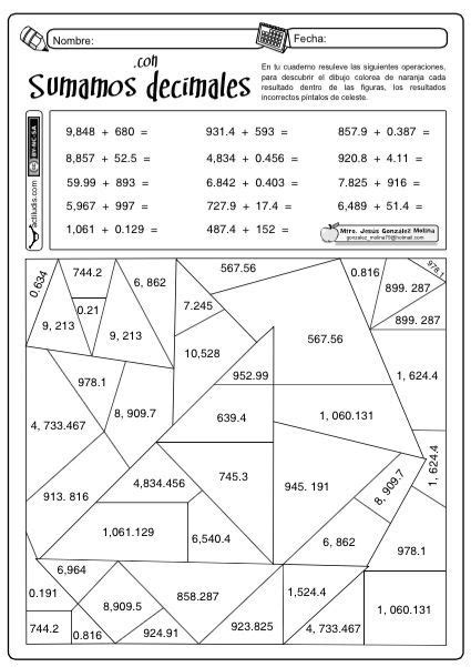 Sumas Decimales Matemáticas Secundaria Matematicas Matematica