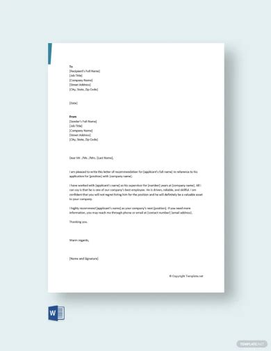 Free 12 Sample Recommendation Letter For Colleague In Ms Word Pdf