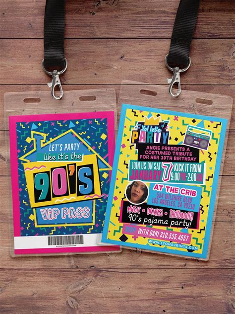 90s Party 80s Partyhip Hop Swagger Vip Pass Backstage Pass Vip