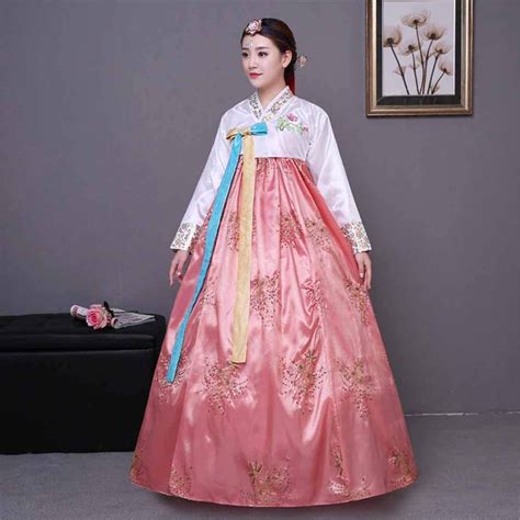 Female Korean Traditional Long Sleeve Classic Hanboks Dress Cosplay Costume Women Palace Korea