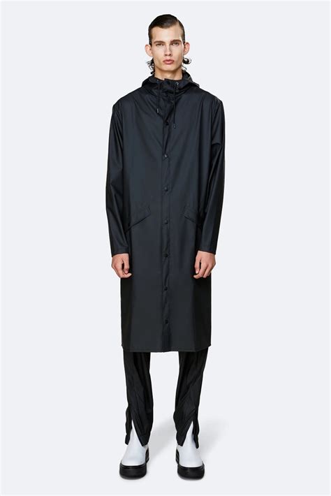 Unisex Rains Longer Rain Jacket Black Garmentory