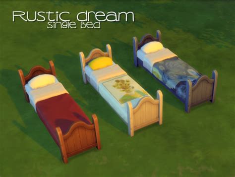 My Sims 4 Blog Rustic Dream Single Bed Frame And Mattress By Peachandherpan