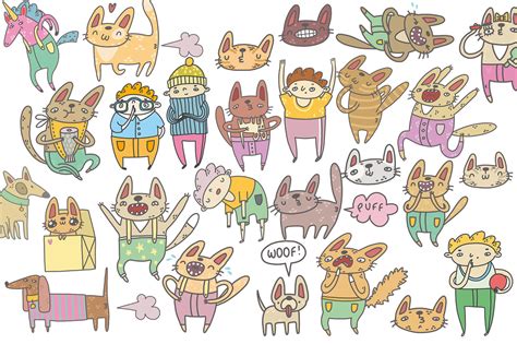 49 Doodle Characters By Ankle Thehungryjpeg