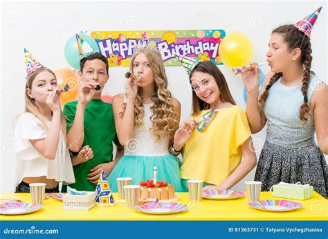 Teenagers At A Birthday Party Stock Image Image Of Colors Candle