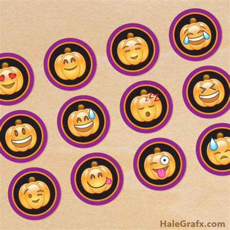 Free Printable Halloween Pumpkin Emojis Cupcake Toppers Emoji Cupcake