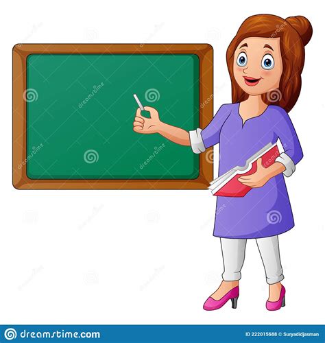 a woman teacher with pointer and chalkboard stock vector illustration of person lecture
