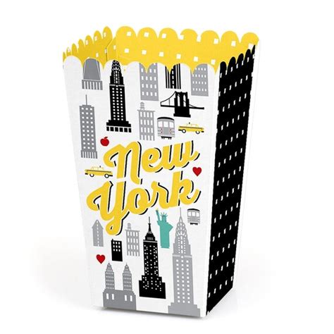 Nyc Cityscape New York City Party Favor Popcorn Treat Boxes Set Of