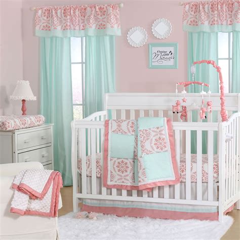 The Peanut Shell 4 Piece Baby Girl Crib Bedding Set