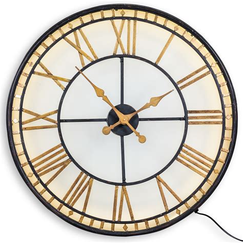 Large Black And Gold Back Lit Glass Westminster Wall Clock Wall Clocks