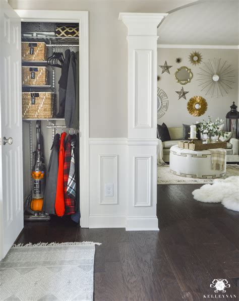 Organized Foyer Coat Closet Before And After Makeover Kelley Nan