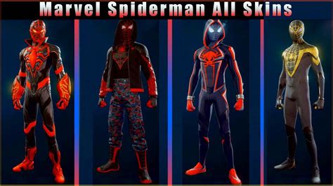 Spider Man Miles Morales All Suits And Costumes All Skins Youtube