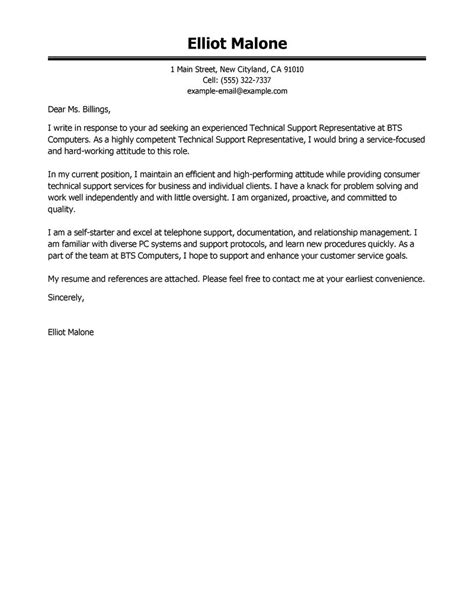 Cover letter examples in different styles, for multiple industries. Best Technical Support Cover Letter Examples | LiveCareer