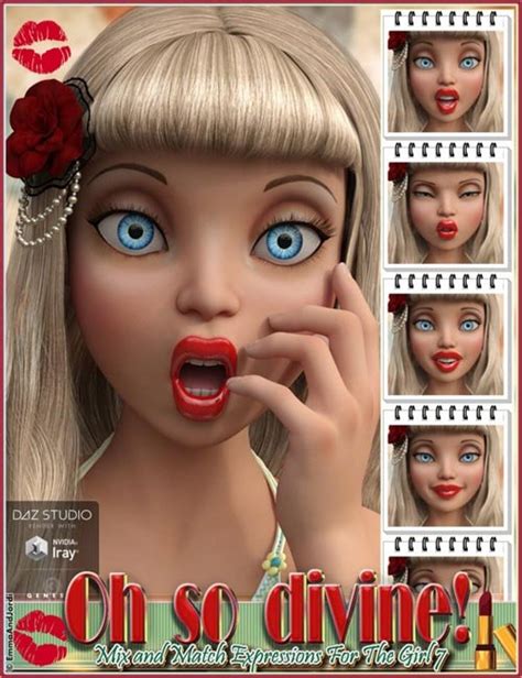 oh so divine mix and match expressions for the girl 7 and genesis 3 female s daz3d and poses