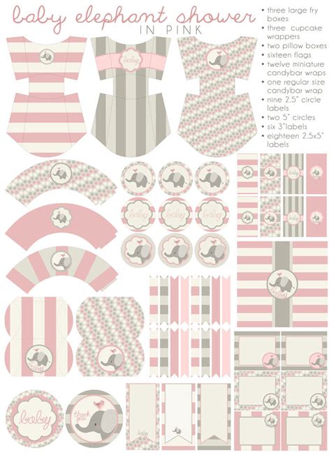 Hand write the details of your baby shower invitation in the card and. Pink Elephant Baby Shower Printables PDF Printable Party