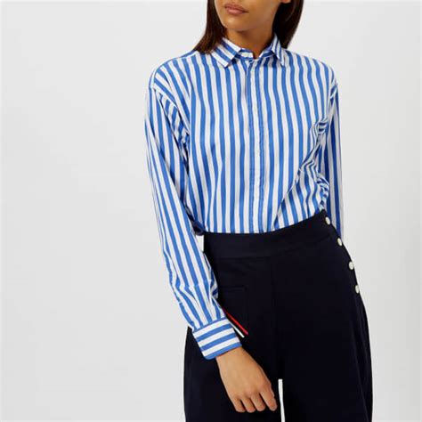 Choose from crisp white shirts, satin blouses, trendy tunics, or go for an extra statement with puff sleeves. Polo Ralph Lauren Women's Ramsey Stripe Shirt - Blue/White ...