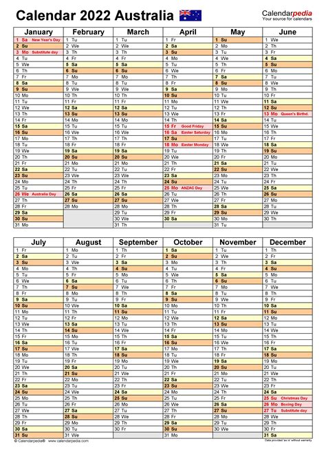 Australia Calendar 2022 Free Printable Excel Templates Images