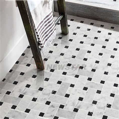 Wholesale Natural Woven Texture Marble Mosaic European Style Bathroom Floor Tiles Retro Black