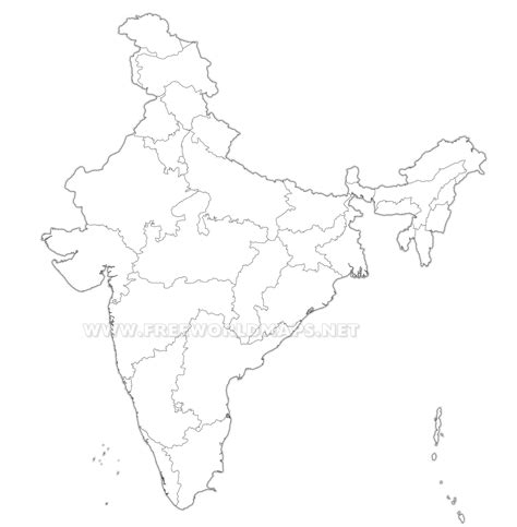 India Map Political Outline Background