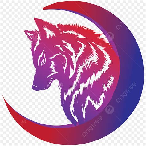 Gambar Ilustrasi Serigala Merah Dengan Bulan Sabit Untuk Tim Permainan Serigala Clipart